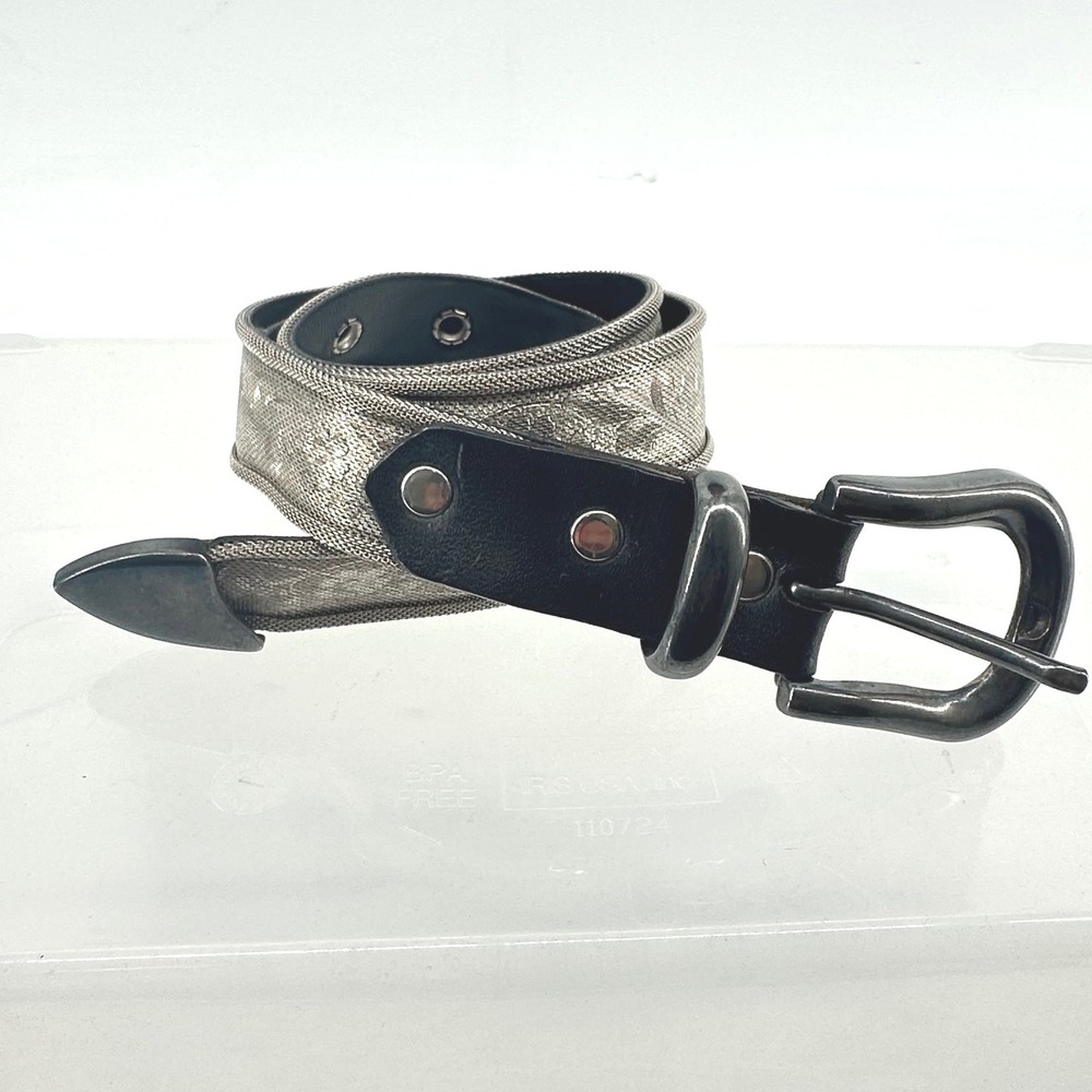 Another Line Floral Silver Metal Mesh Western Boho Cottage Grunge Cowgirl Belt M